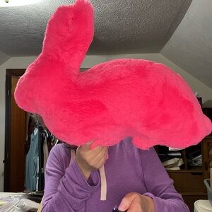The Handmade Heifer Vibrant Pink Plush Bunny Pillow